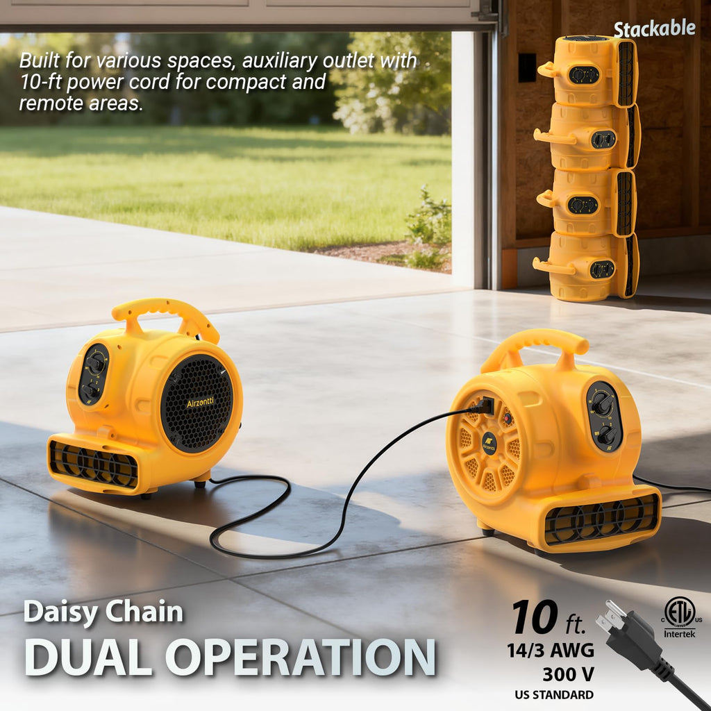1100 CFM 3-Speed Industrial Air Mover Floor Blower Fan with Timer