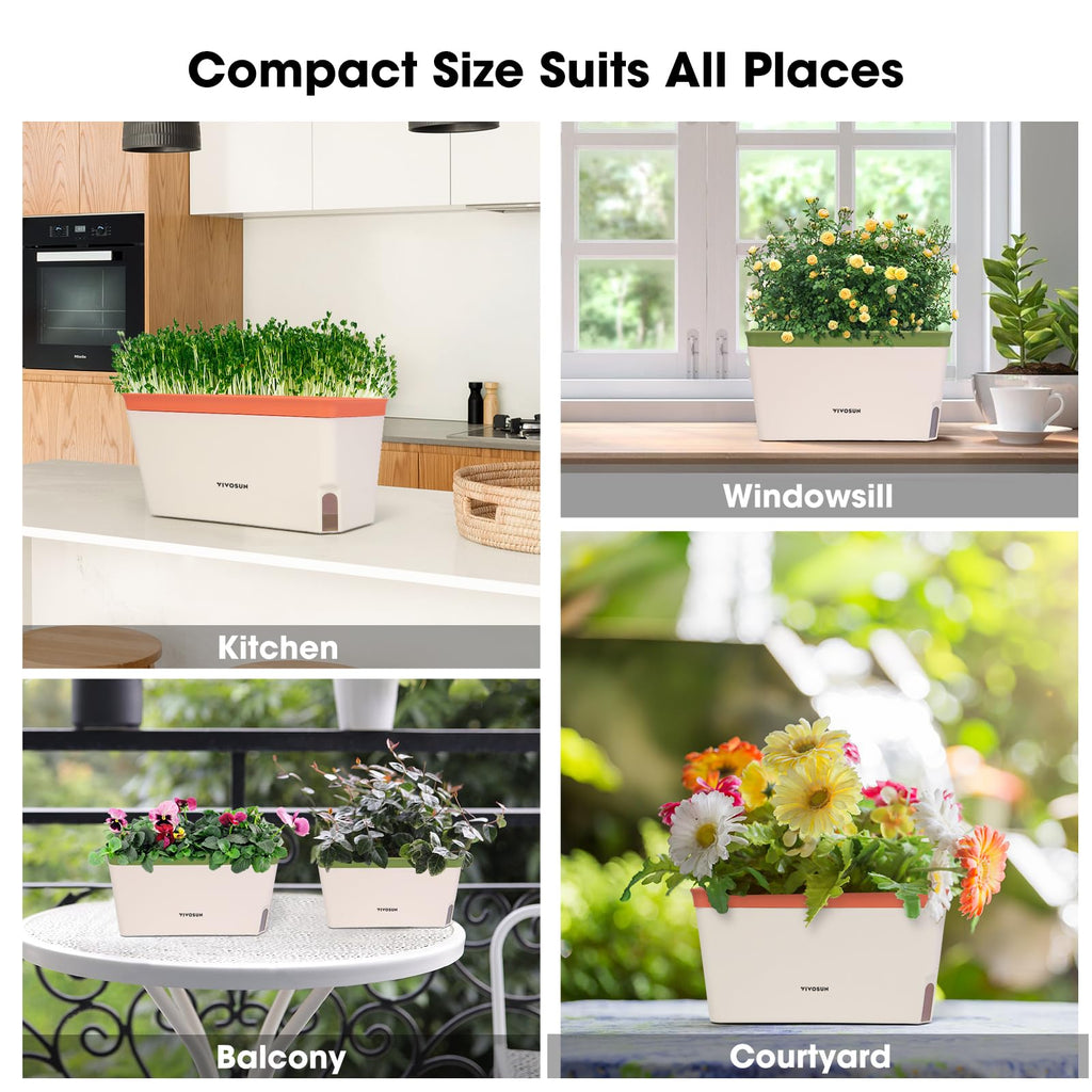 Self-Watering Planters, 4-Pack 10.5 in Window Herb Planter Box