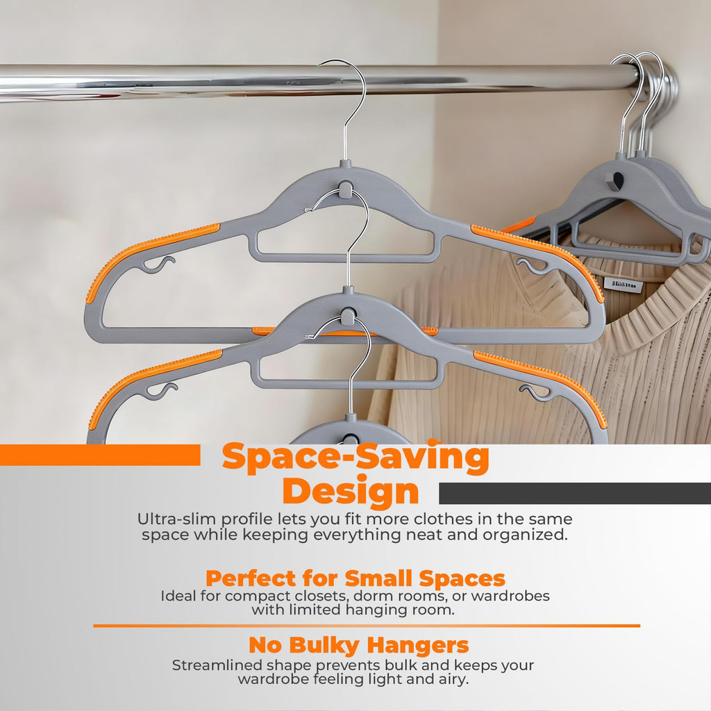 Plastic Hangers 50 Pack, Cascading Slim Space Saving Clothing Hangers with 360° Rotating Hook, Non Slip Clothes