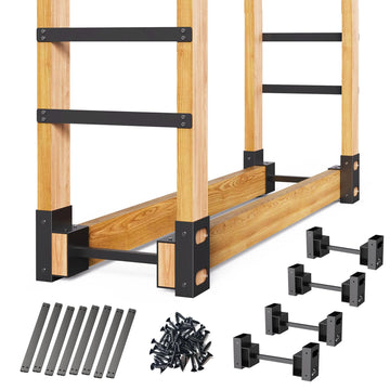 Firewood Rack Outdoor, Black, Set of 4