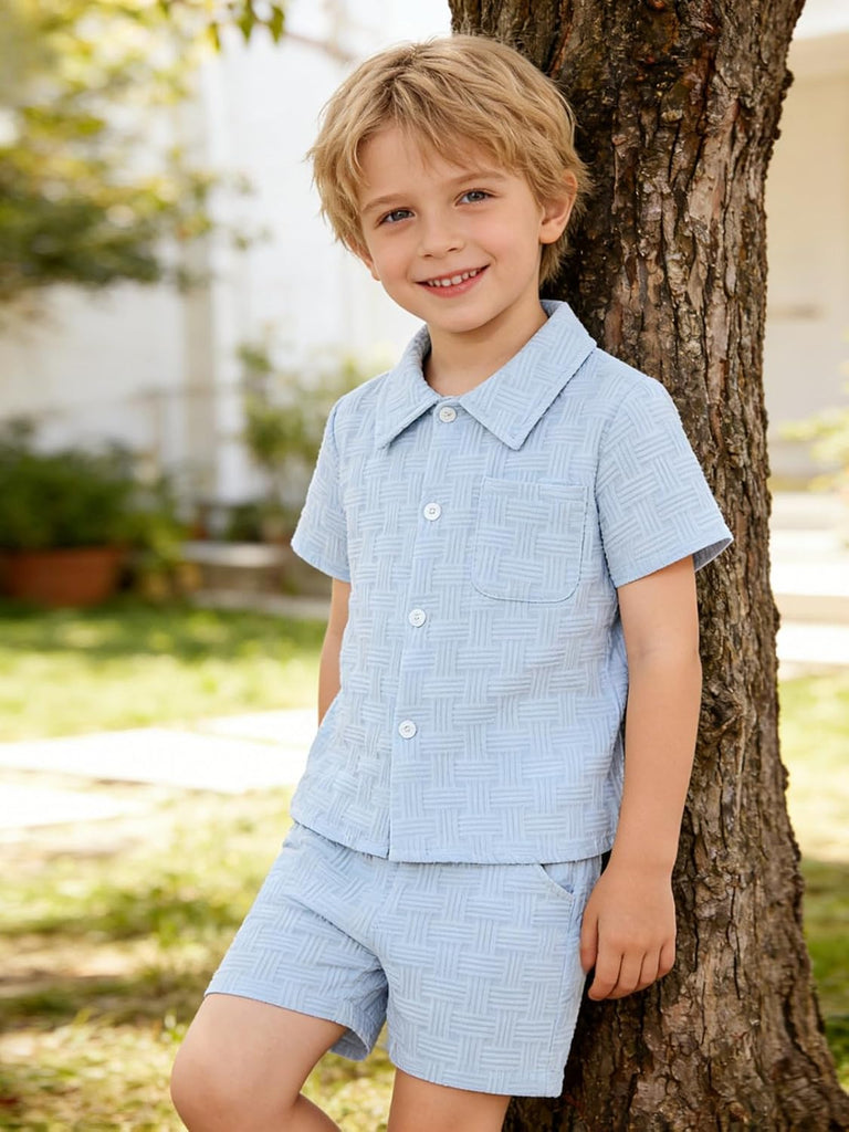 Years Toddler Boys Clothes 2 Piece Summer Outfit Short Sleeve Button Down Shirt Top and Shorts Set