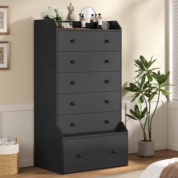 6 Drawer Tall Black Dresser