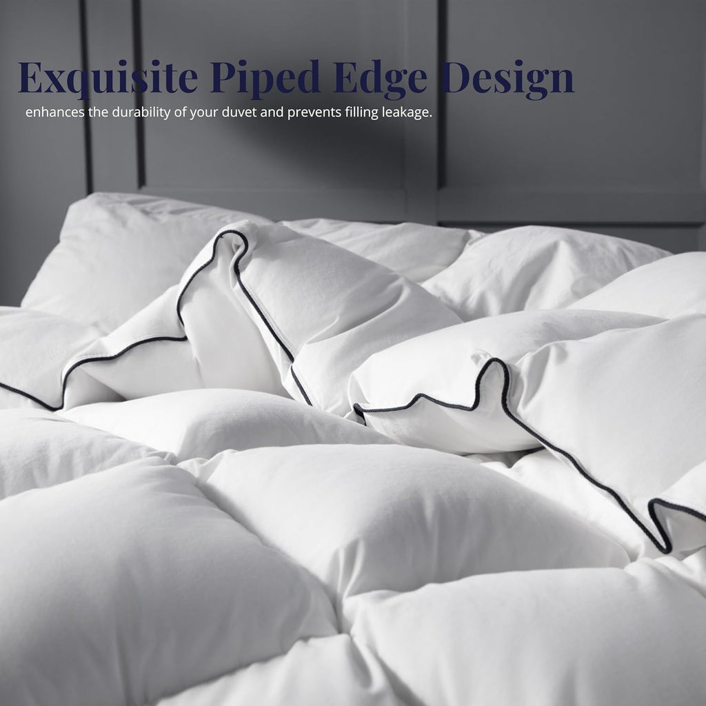 Goose Feather Down Comforter Twin - 100% Cotton Ultra Fluffy Duvet Insert Twin, 1200TC, 850+FP