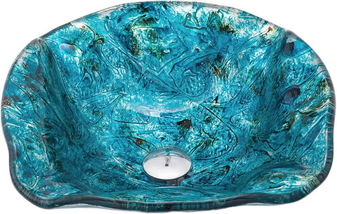 Bathroom Vessel Sinks Artistic Light Blue Tempered Glass Vessel Bowl Sink Counter Top Installation Bathroom Vanity