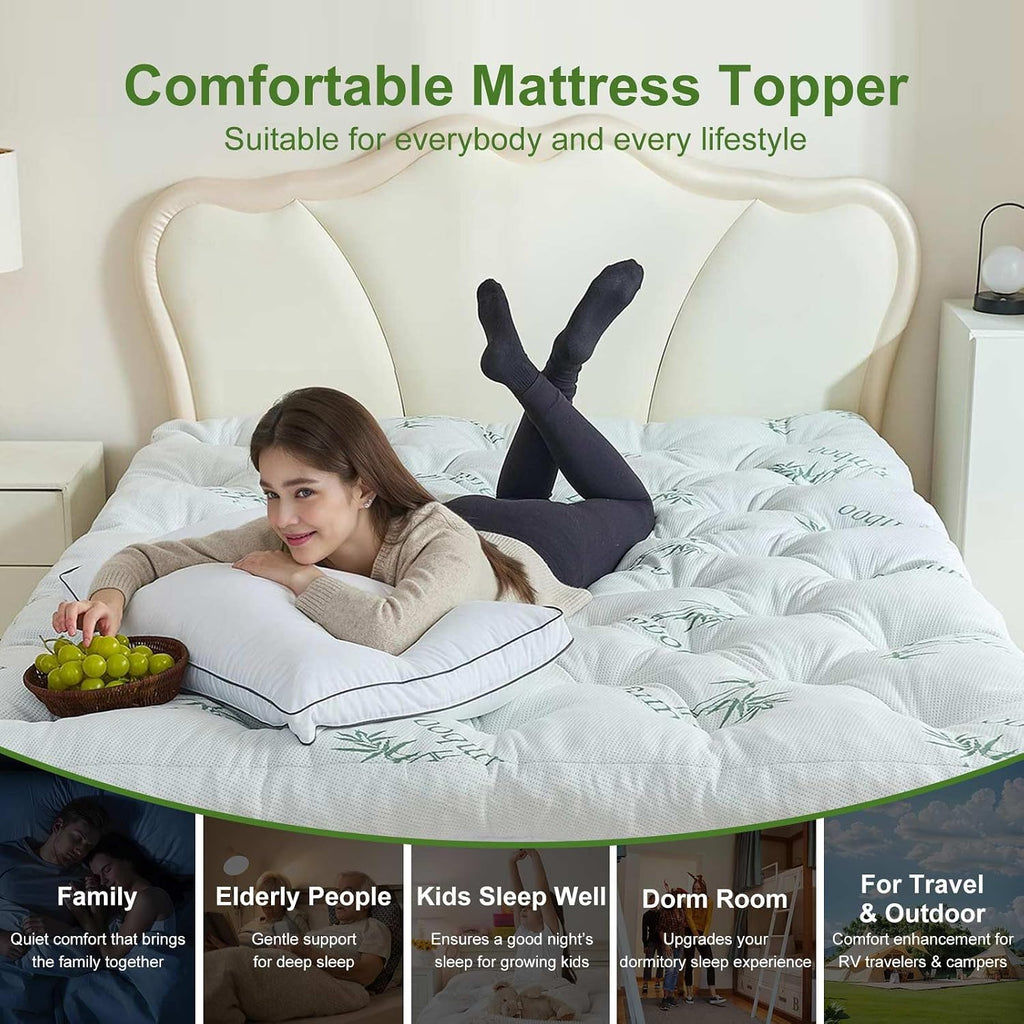 Memory Foam Mattress Topper Queen Size, 5 Inches Slow Rebound Memory Foam Topper with Cooling Viscose Made from