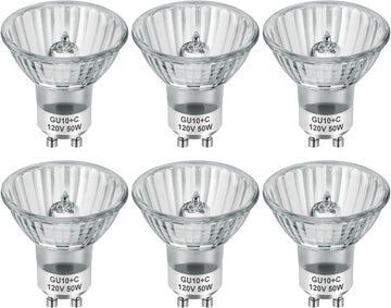GU10 120V 50W Halogen Light Bulbs for Track and Range Hood, GU10+C Candle Warmer Lamp with Dimmable, 2700K Warm