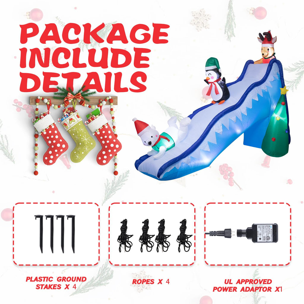8.2FT Christmas Inflatable Outdoor Penguin Slide Yard Decor