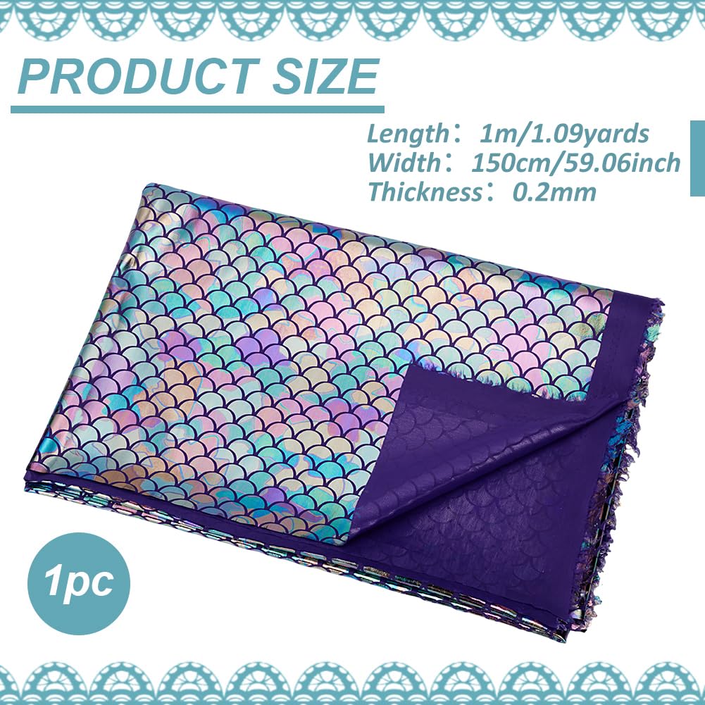 Mermaid Scales Fabric 39x59 Inch - Sparkly Purple Hologram Spandex Fish Scale for Clothes Sewing Craft - Charming
