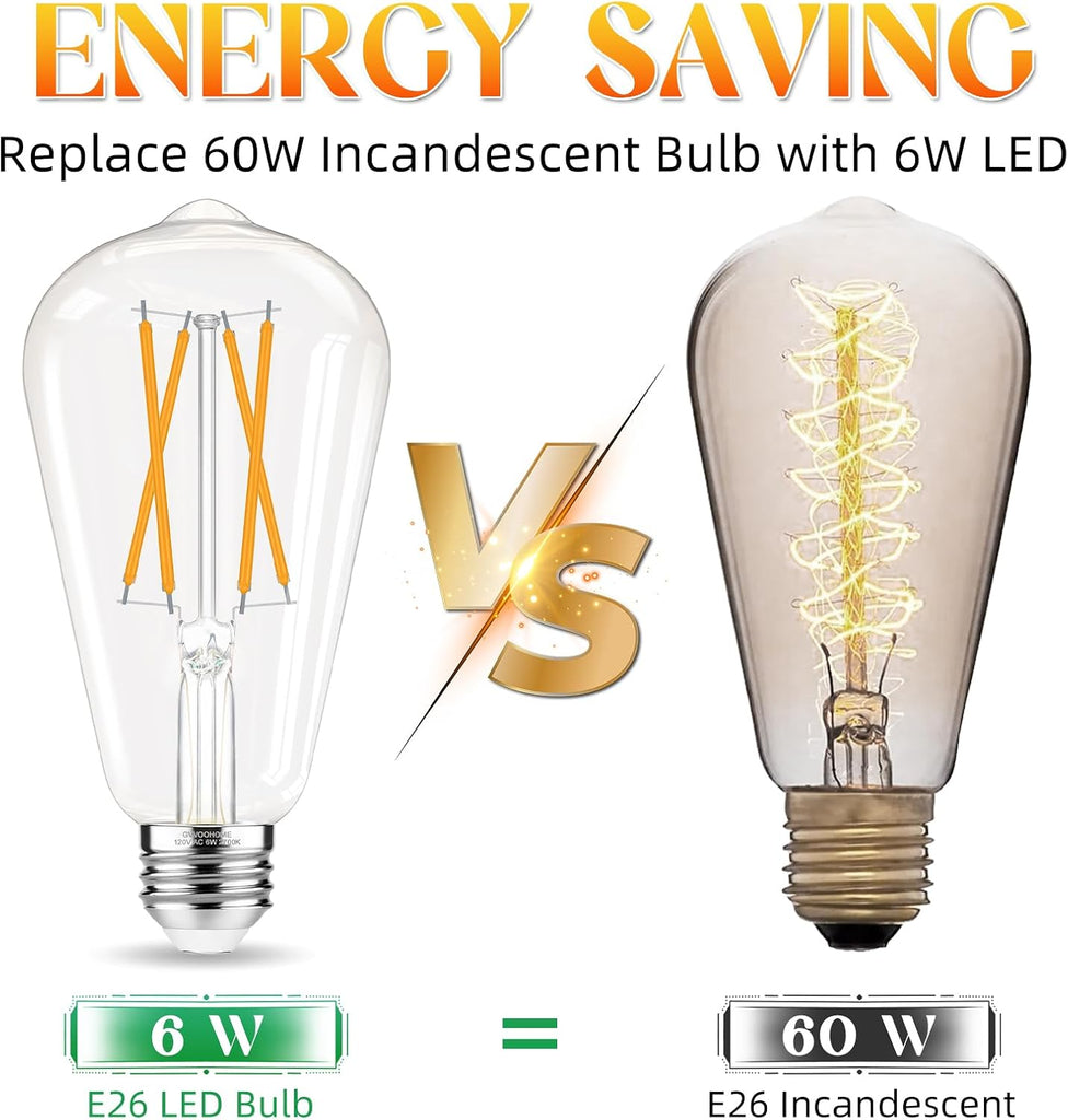 E26 LED Bulb, Soft White 2700K Edison Bulbs, 60 watt Equivalent