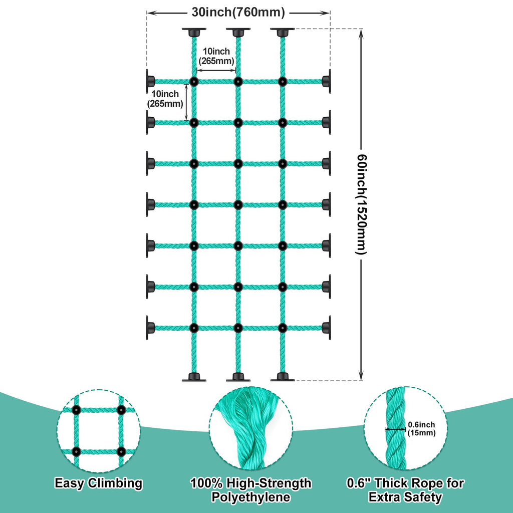 Kids Climbing Net with Mount Base for 30"× 60" Wooden Frames