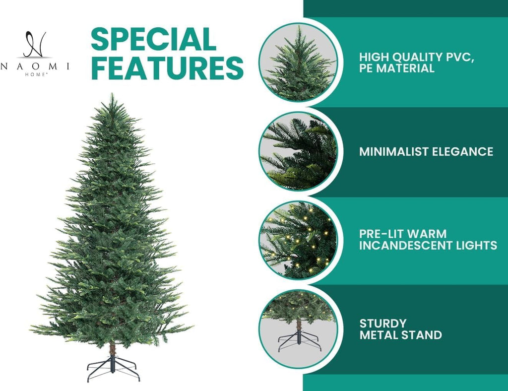 Nordic Pre-Lit Christmas Tree, 1,100 Warm Lights