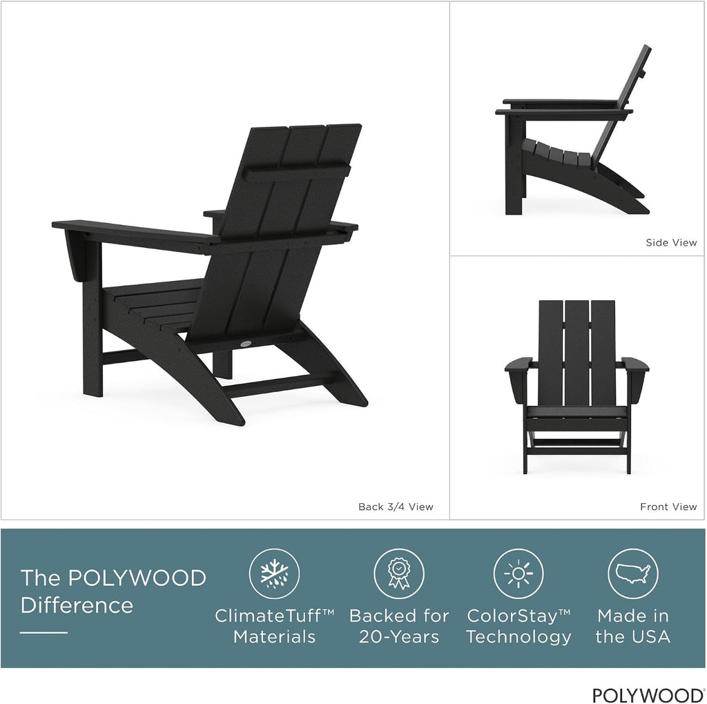 Modern Adirondack Chair - All-Weather Outdoor Lawn Adirondack Chairs - HDPE, Fade-Resistant & Durable Outdoor