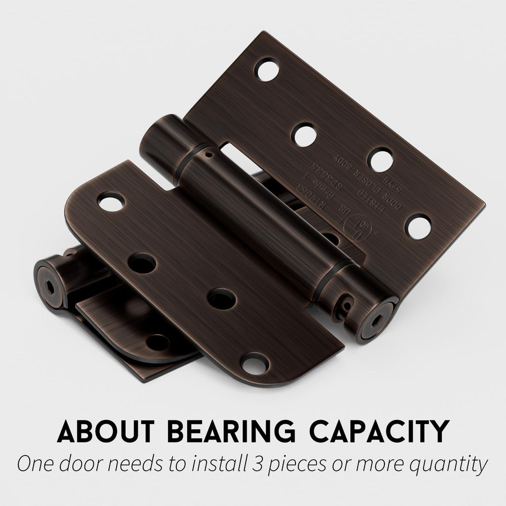 Bronze Door 4 Pack Spring Hinges 4" Square & 5/8" Radius Corners