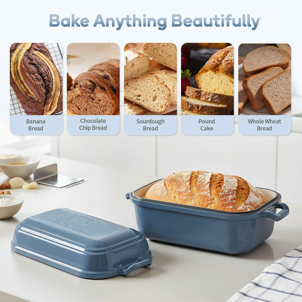 Dutch Oven for Sourdough Bread Baking, Enameled Cast Iron Dutch Oven Pot with Lid, 10×6 Bread Loaf Pans with Lid made