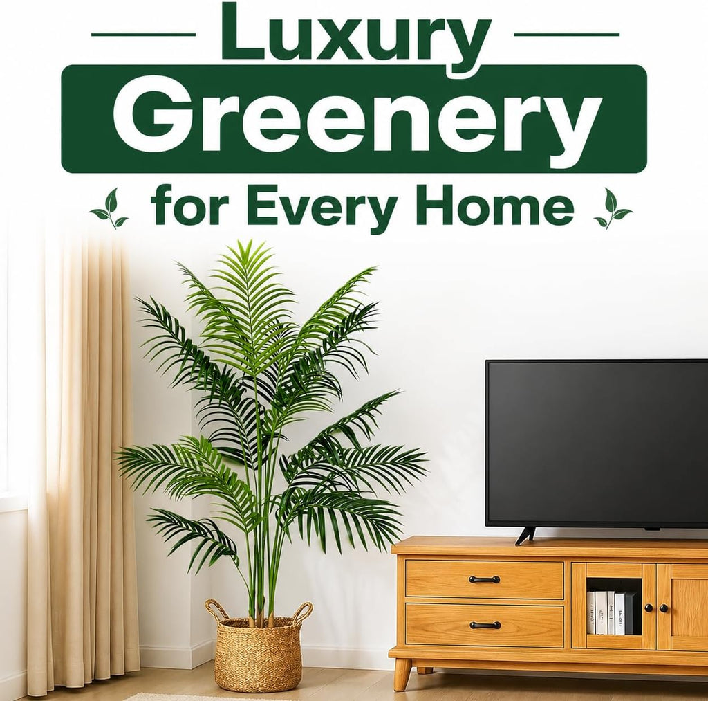 5ft Artificial Palm Tree - Realistic Fake Palm Tree Decor - Large Tropical Faux Palm Tree, Low Maintenance Artificial