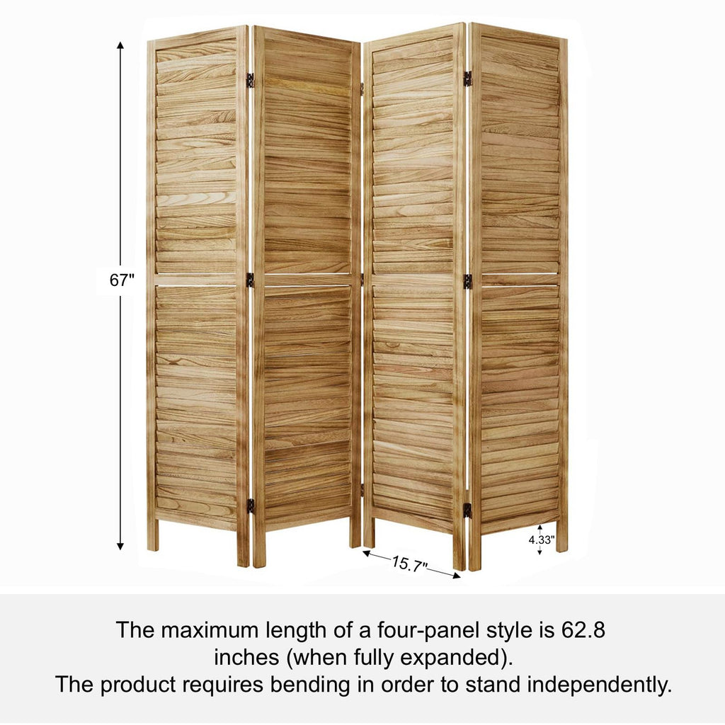 Room Partitions and Dividers, Temporary Wall with Double Hinges, 5.6 Ft Tall Folding Louver Wood Screen Bedroom Hotel