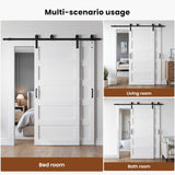 36x84 Inch White Double Barn Door Set - 5-Panel MDF Sliding Doors with 6FT Bypass Barn Door Hardware