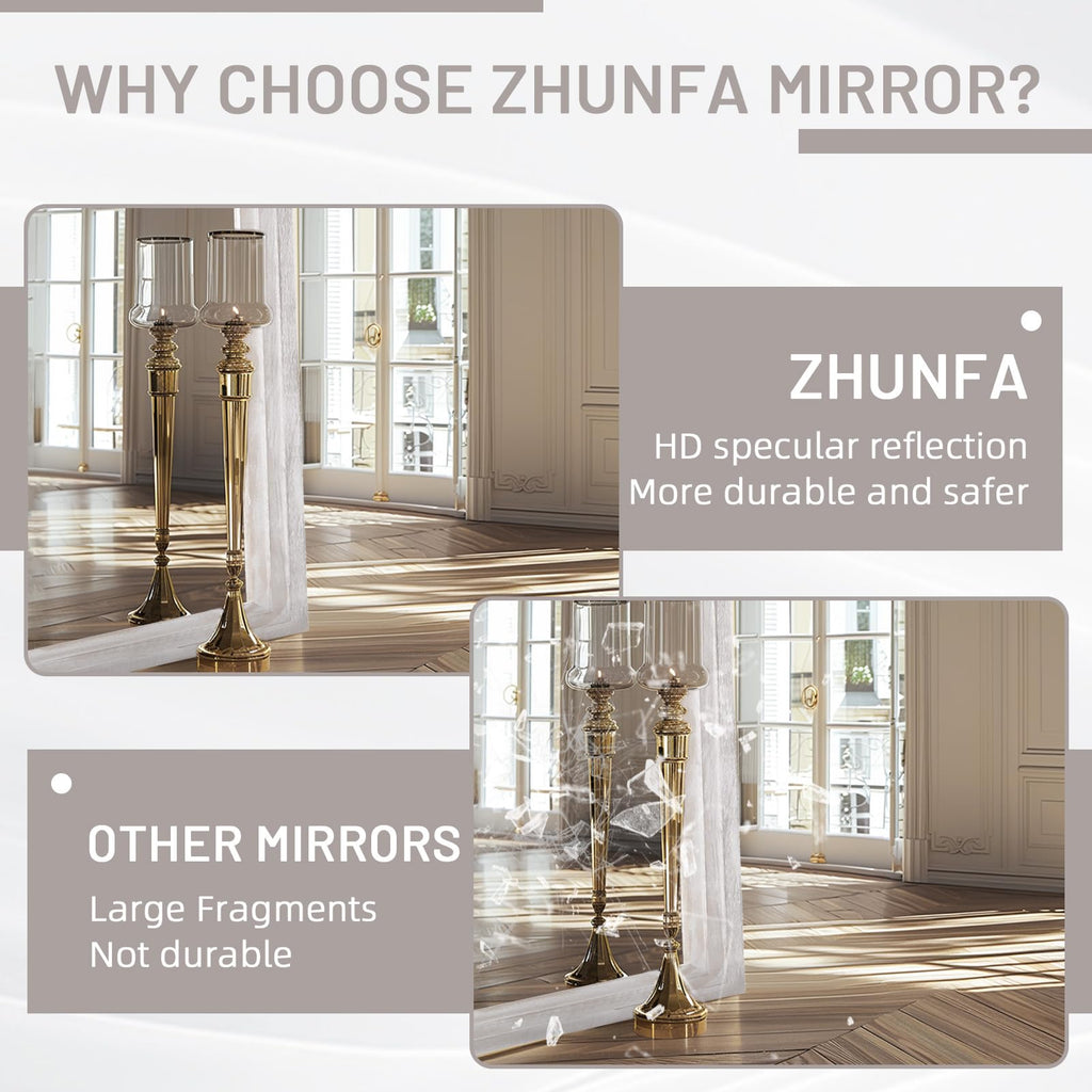 Arched Full Length Mirror with Solid Wood Frame