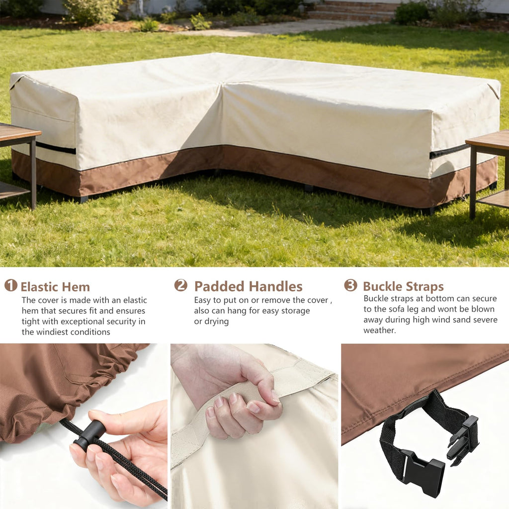 Outdoor Sectional Cover, L-Shaped Patio Furniture Covers for 6-Seater Outdoor Sectional Furniture Couch 85"(110''L) x