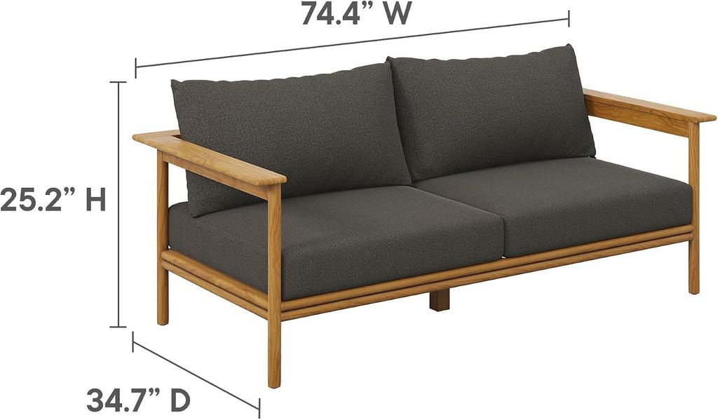 Wren Teak Wood Outdoor Patio 4 Piece Furniture Set in Natural Flint Gray