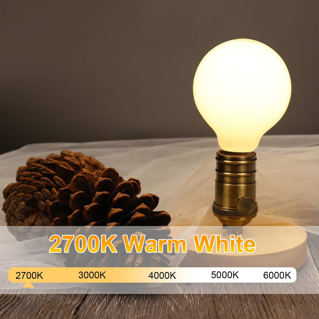 Frosted Glass G25 Globe Light Bulbs 60w Eq, Moisture Resistant G25 Dimmable LED 6W 450LM 2700K 6PCS with 360° Beam