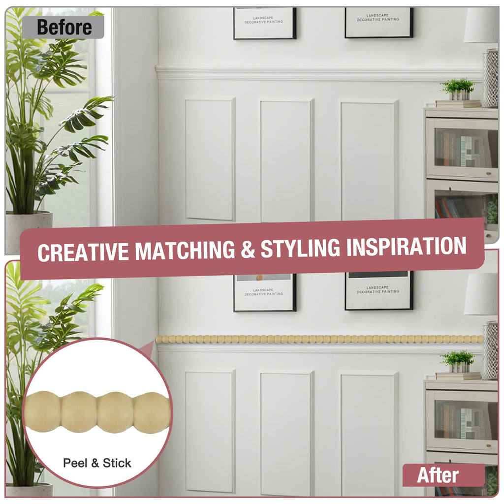 Flexible Molding Trim Peel and Stick Beaded Trim, Light Brown
