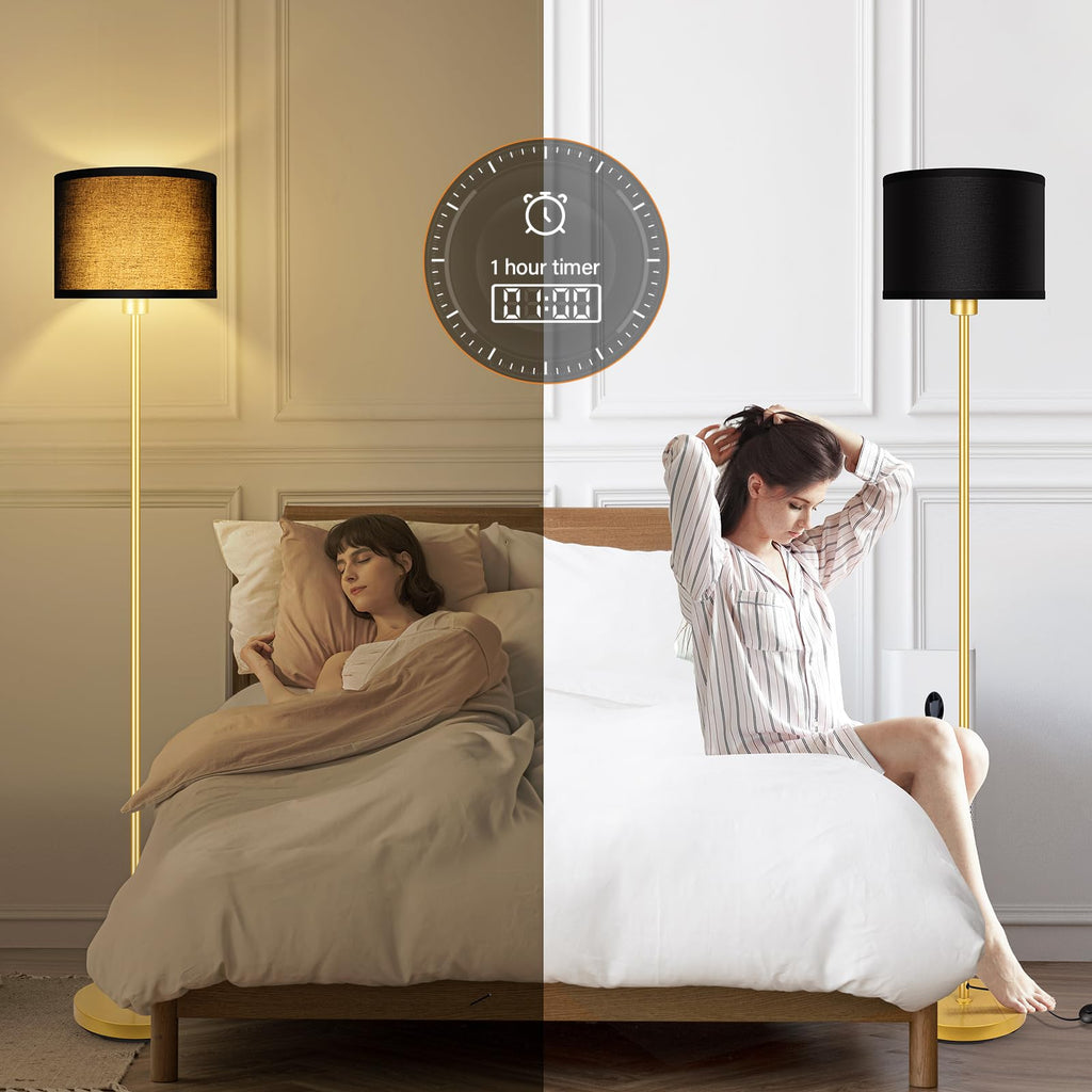 Gold Floor Lamps, Stepless Dimmable Floor Lamp with Remote, Colors Temperature & Brightness