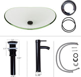 YIMAI Tempered Glass Vessel Sink Bathroom, 20.8"x13.7" Oval Clear Above Counter Sink Bowl