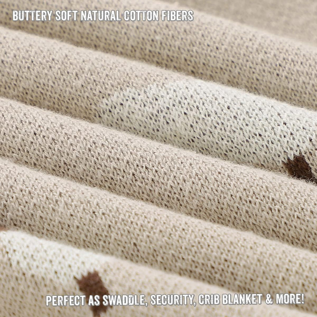 Blanket - 100% Luxury Cotton Knit Soft Cozy Lightweight Unisex Receiving Stroller Quilt Blanket for Shower Gift