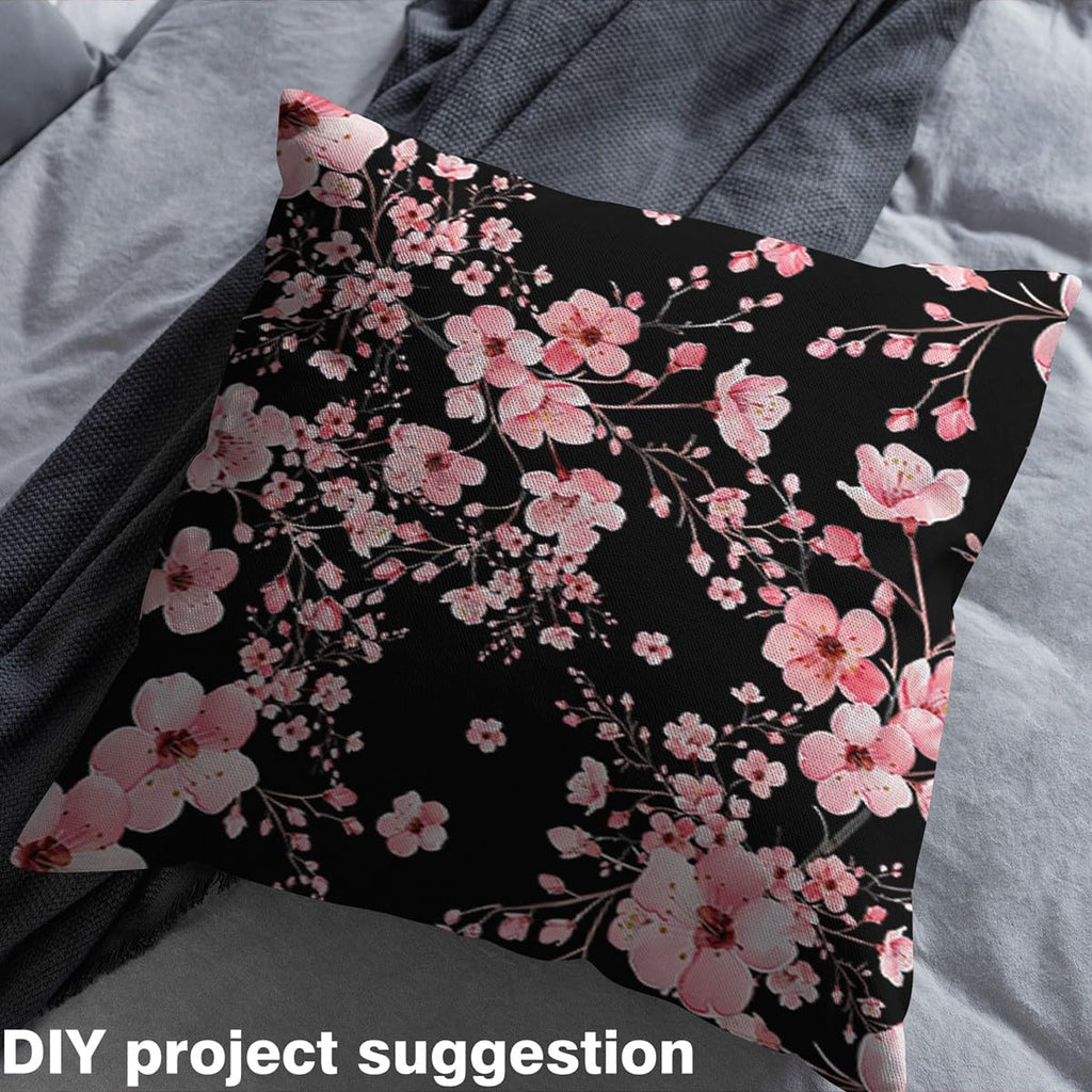Cherry Blossom Floral Pink Soft Polyester Fabric, 3 Yard Bolt, 108" L x 59" W, Waterproof, Machine Washable, No