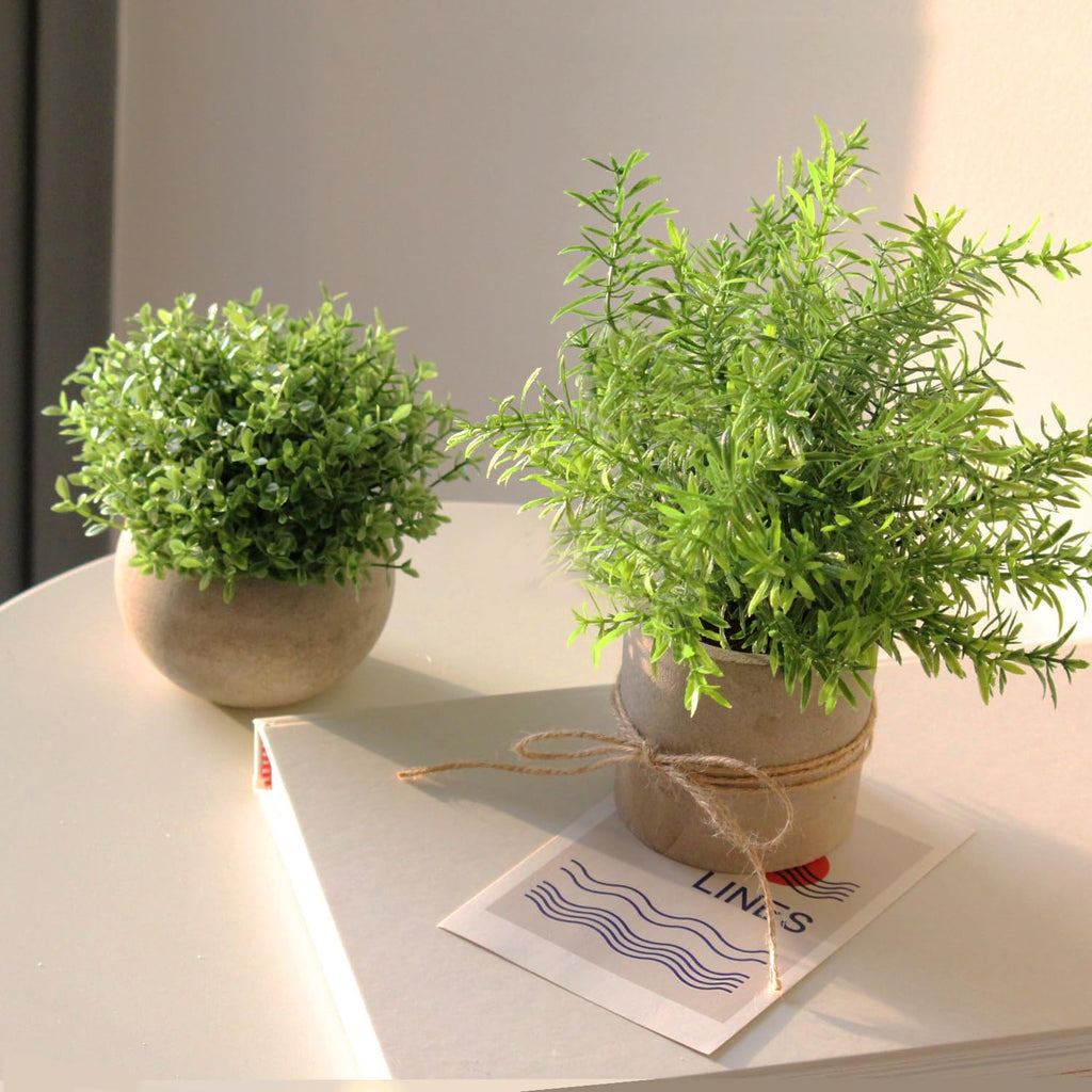 4 Pack Small Potted Eucalyptus Fake Plants Shelf
