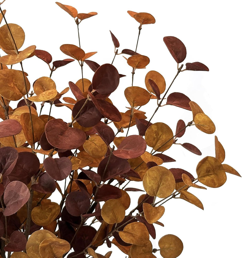 Fall Decor 27" Faux Fall Eucalyptus Stems Leaves Decor Thanksgiving - Set of 6
