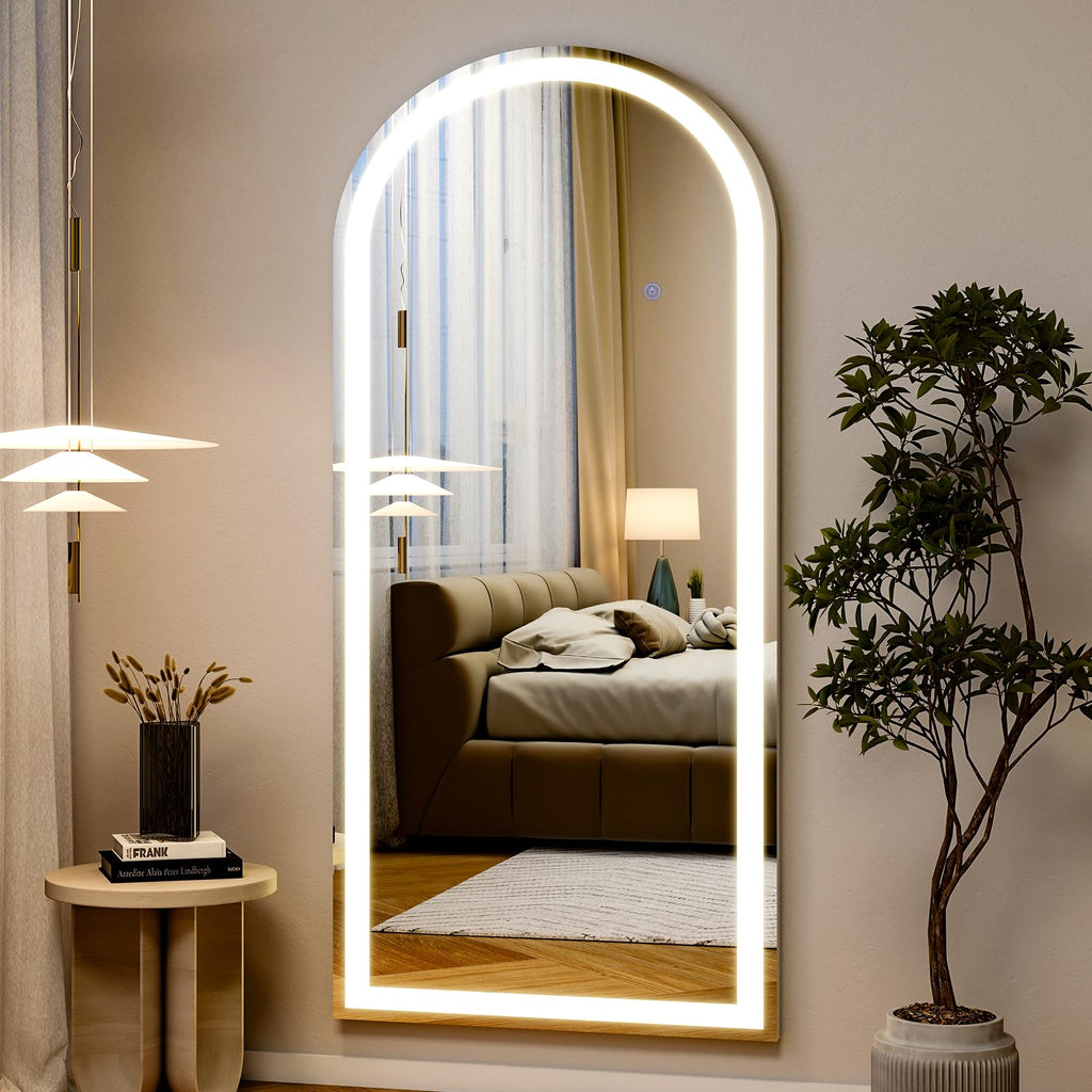 26"X68" LED Arched Full Length Mirror, Floor Mirror with Lights