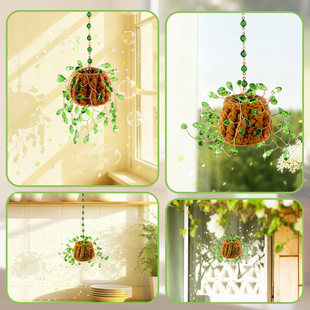 Beaded Plant Kit Suncatcher Succulent Beaded Succulent Gifts for Plant Lovers, Plant Sun Catcher for Window Hanging