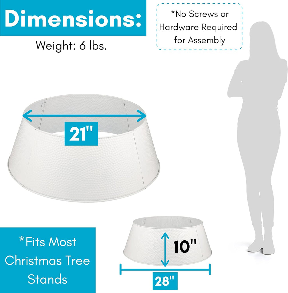 Metal Christmas Tree Collar, White, 28" x 10"