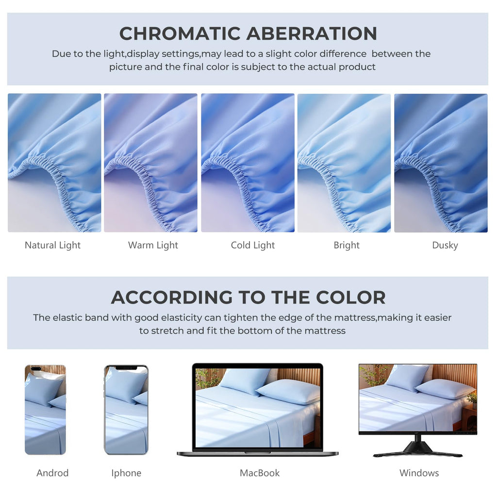 King Size 4-Piece Blend Rayon Derived from Bamboo Sheets Set, Cooling Bedding for Hot Sleepers, Breathable & Ultra