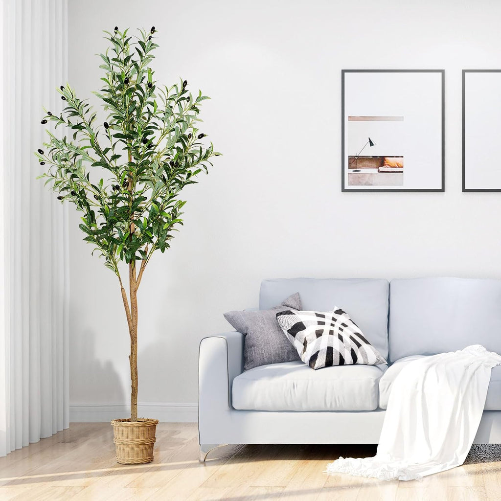 6ft Faux Olive Tree, Artificial Olive Tree Indoor, High Imitation Silk Plant Fake Olive Tree with Realistic Leaves