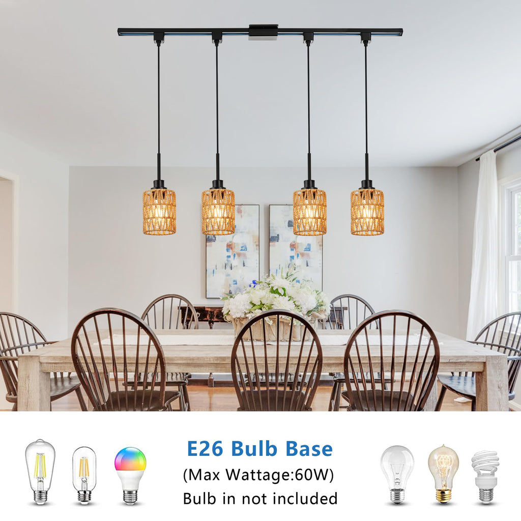 4 Packs H-Type Track Hanging Light Black Ceiling Track Lighting