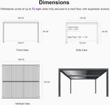 Louvered Pergola 94AS 11' x 14' Outdoor Aluminum Pergola with Shade Screen Adjustable Roof for Deck Backyard Grey