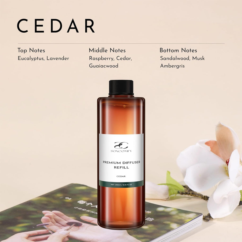 Diffuser Oil Refill, 250ml / 8.45 fl oz, Cedar - Reed & Aromatherapy Diffuser Oil, Long-Lasting Home Fragrance