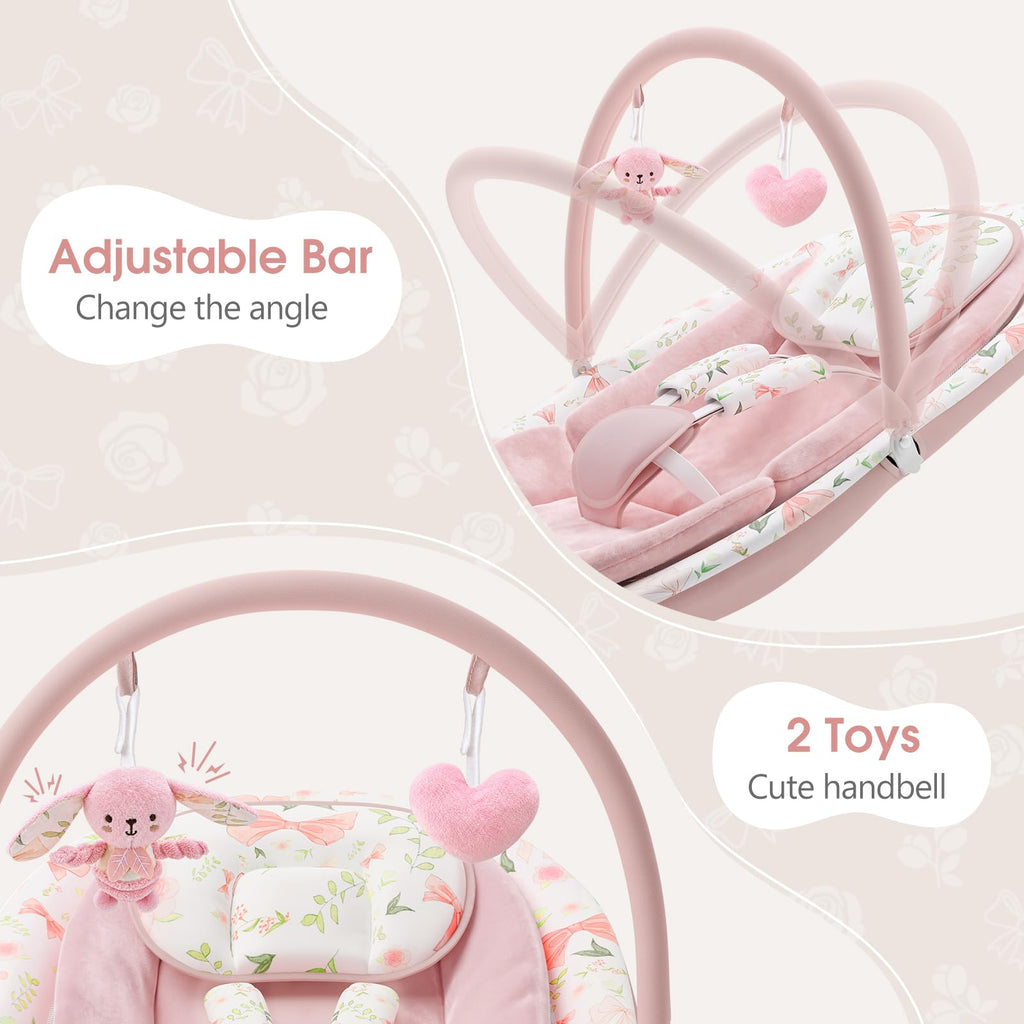 Baby Swing for Infants with 5 Swing Speeds, Portable Electric Baby Swing with Bluetooth, Touch Panel, 5-Point
