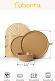 Ceramic Dinnerware Set for 4,Reactive Glaze Plates and Bowls Sets,Microwave Safe,Chip-Resistant Dish Set,Perfect for