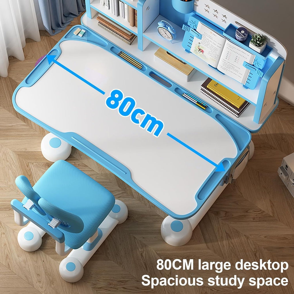 Kids Desk and Chair Set, Height Adjustable Study Table with Tilt Desktop