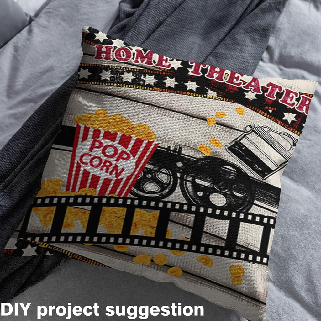 Popcorn Upholstery Fabric for Chairs Couch, Popcorn Printed Cinema Poster Design Fabric By The Yard, Movie Theater