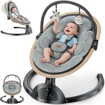 Electric Baby Swings for Infants, Infant Swing with Music Speaker, 3 Seat Positions, 5 Speeds and Remote Control for