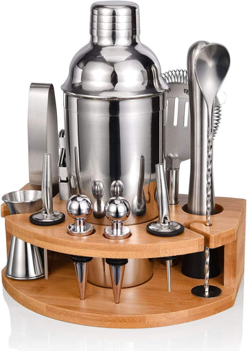 Cocktail Shaker Set,12 Piece 25oz Bartender Kit with Stand,Bar Set for Mixed Drink, Professional Bar Accessory :