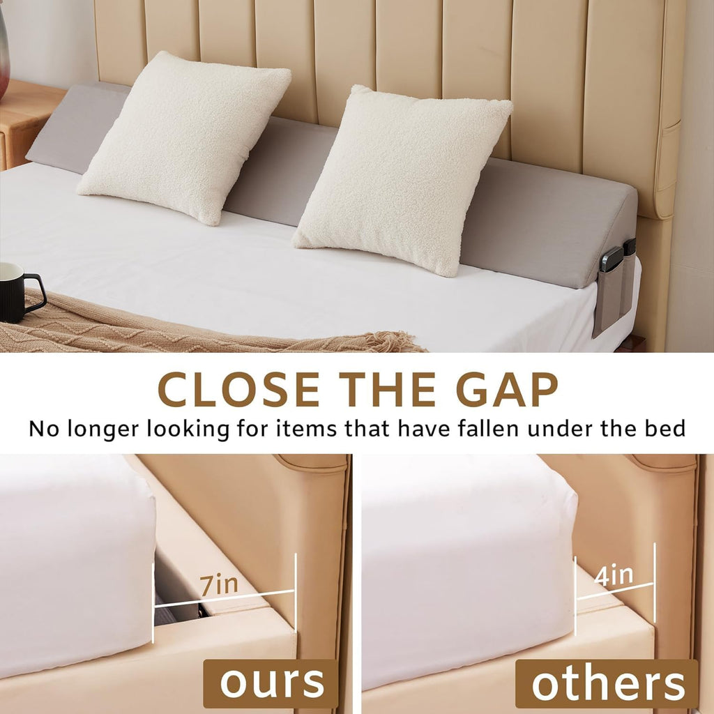 Queen Bed Wedge Pillow for Headboard, Fill The Gap (0-7")