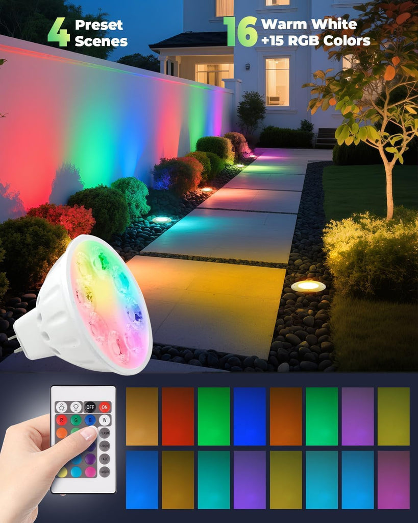 MR16 Color Changing LED Bulbs, MR16 Landscape Light Bulbs 3-Pack