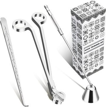 Candle Wick Trimmer, Candle Snuffer and Wick Dipper & Candle Accessory Set, 3 in 1 Candle Care Kit for Candle Lover