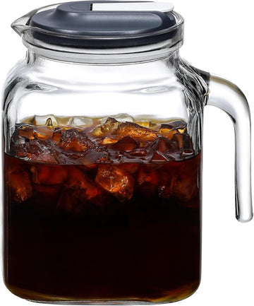 68 Oz Seal Pitcher With Lid and Spout, Large Iced Tea Pitcher for Fridge, Wide Mouth Glass Jar Container for Homemade